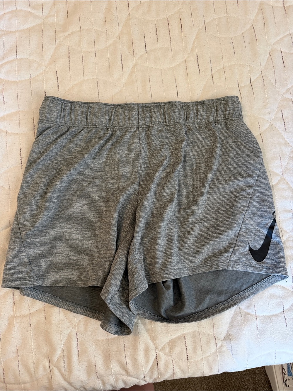 Nike Grey Women’s Athletic Shorts with Black Swoosh